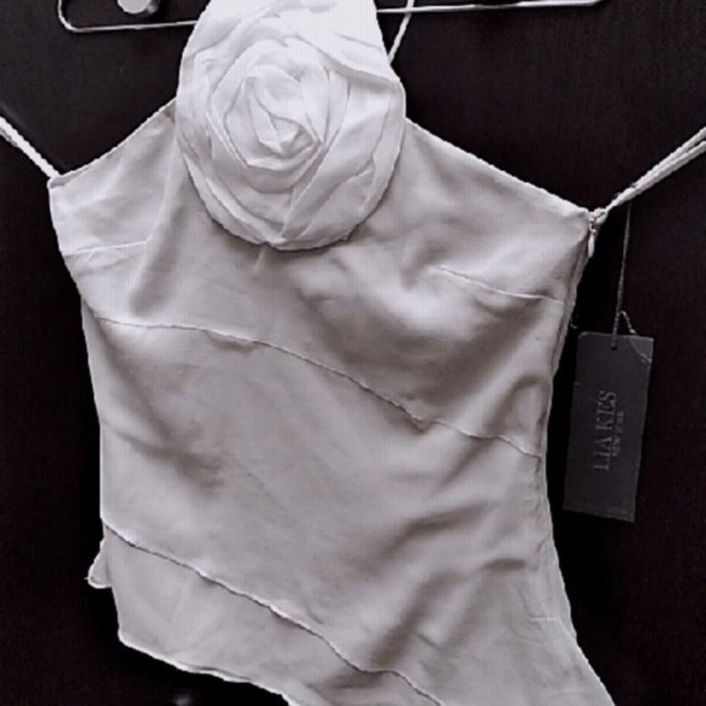 NEW ,NWT | Lia Kes New York | 2 ( S )  Silk Layers Asymetric Halter Blouse Top